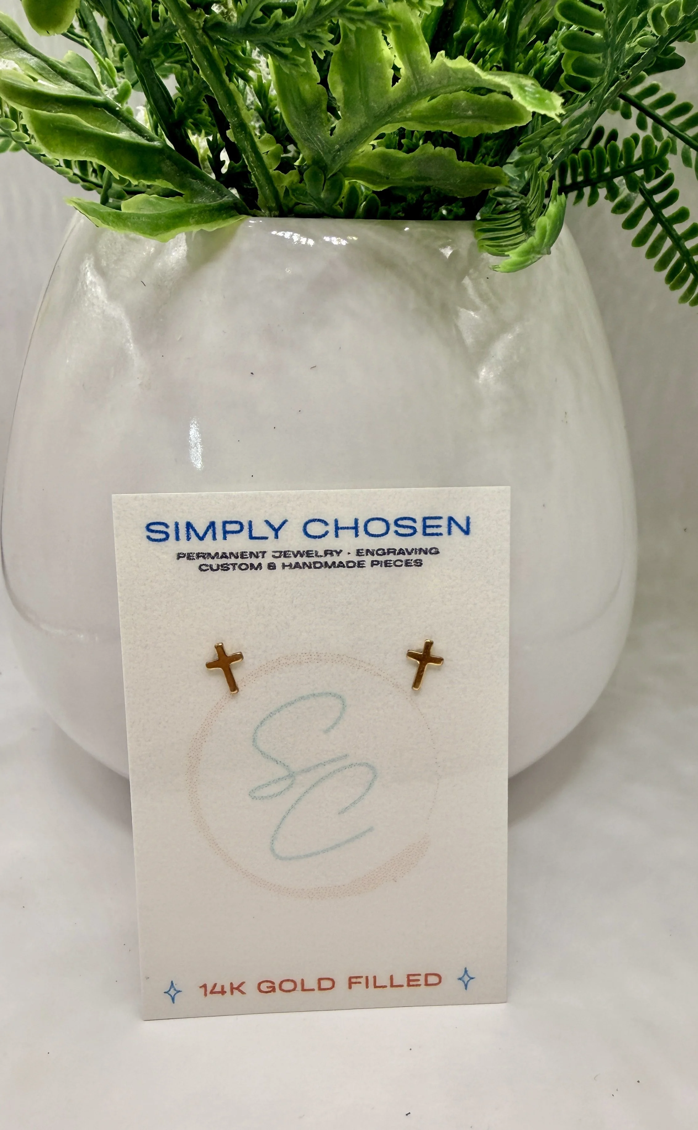 Gold Cross Stud Earrings