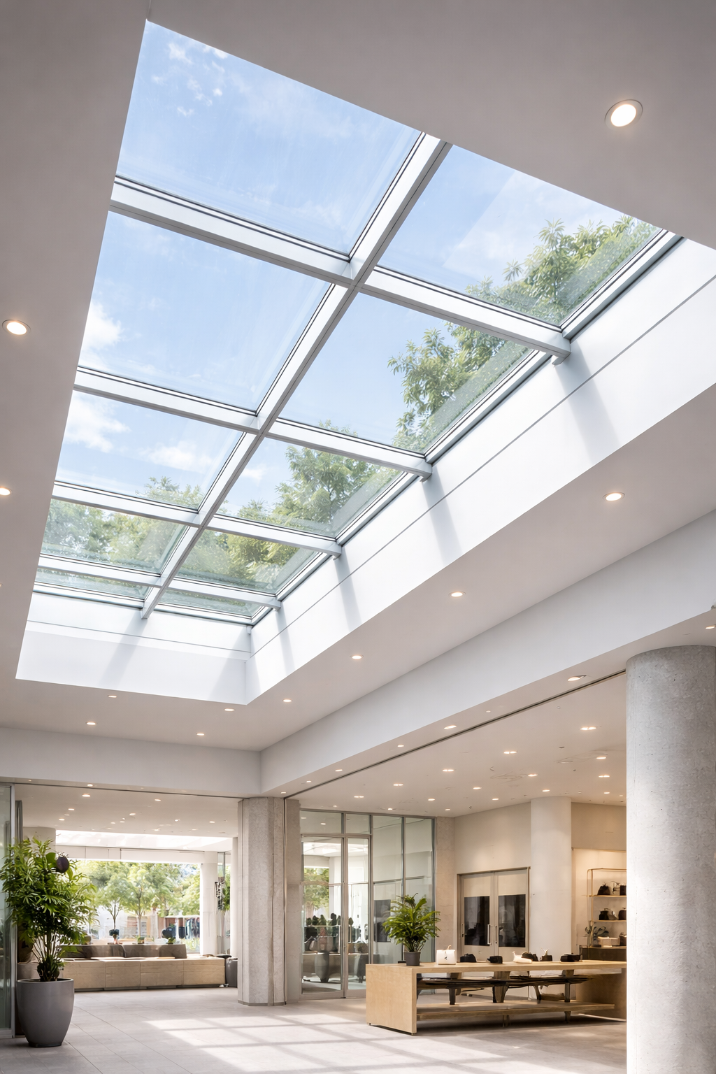 Laminated glass skylight installation