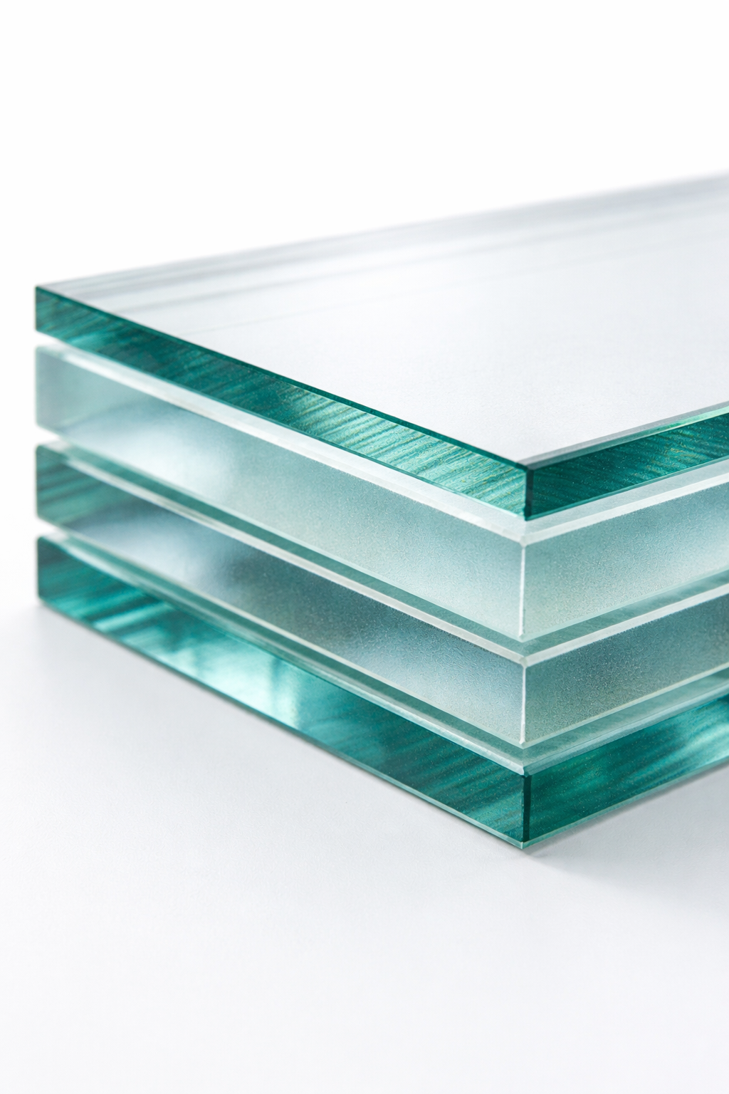 Laminated glass cross section showing bonded interlayer