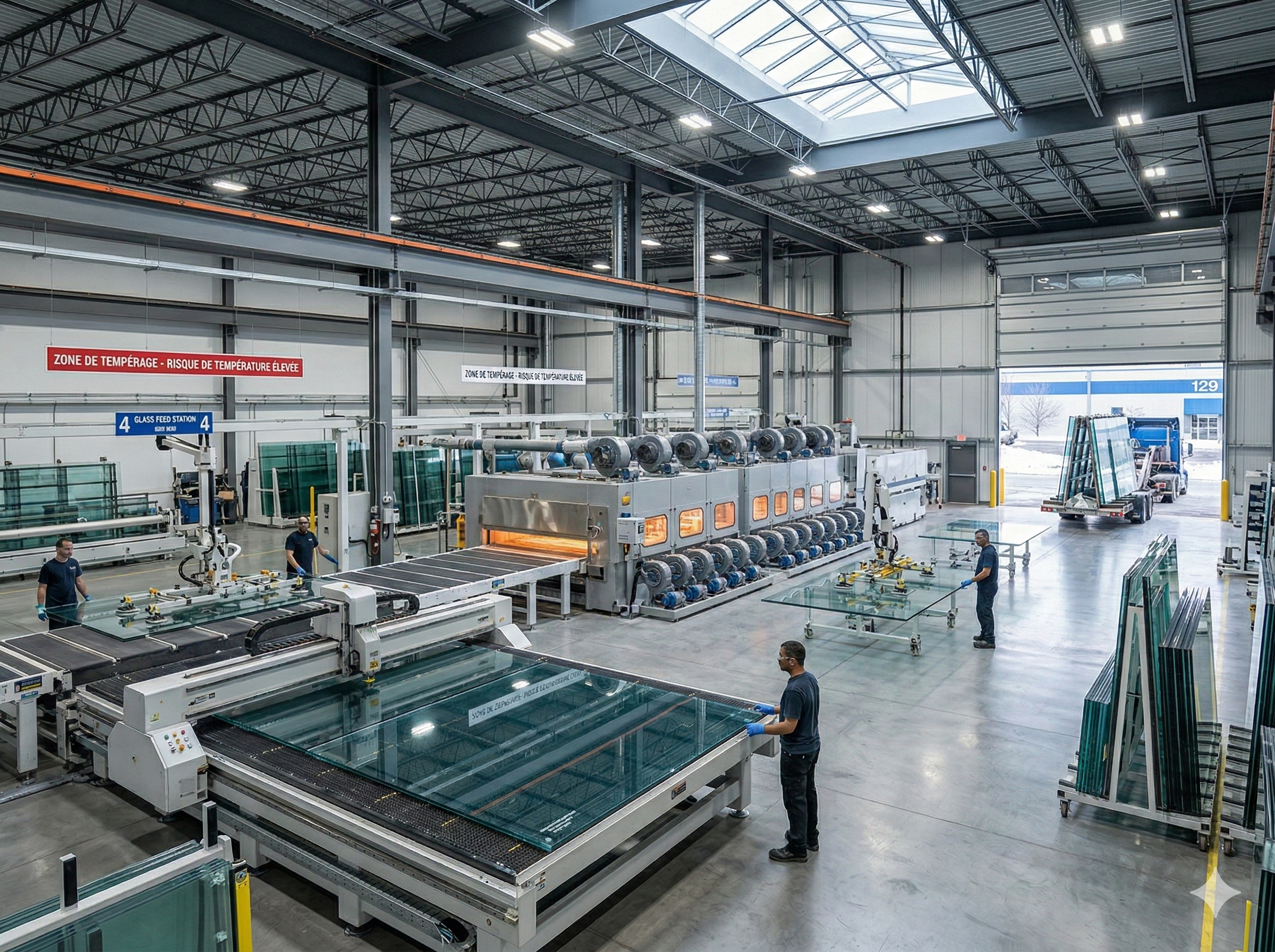 Tempered glass manufacturing process in Ontario facility