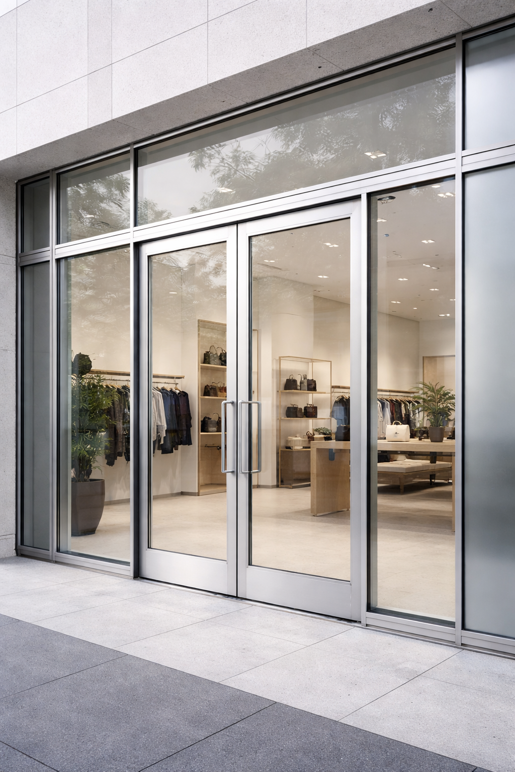 Laminated glass storefront system Ontario