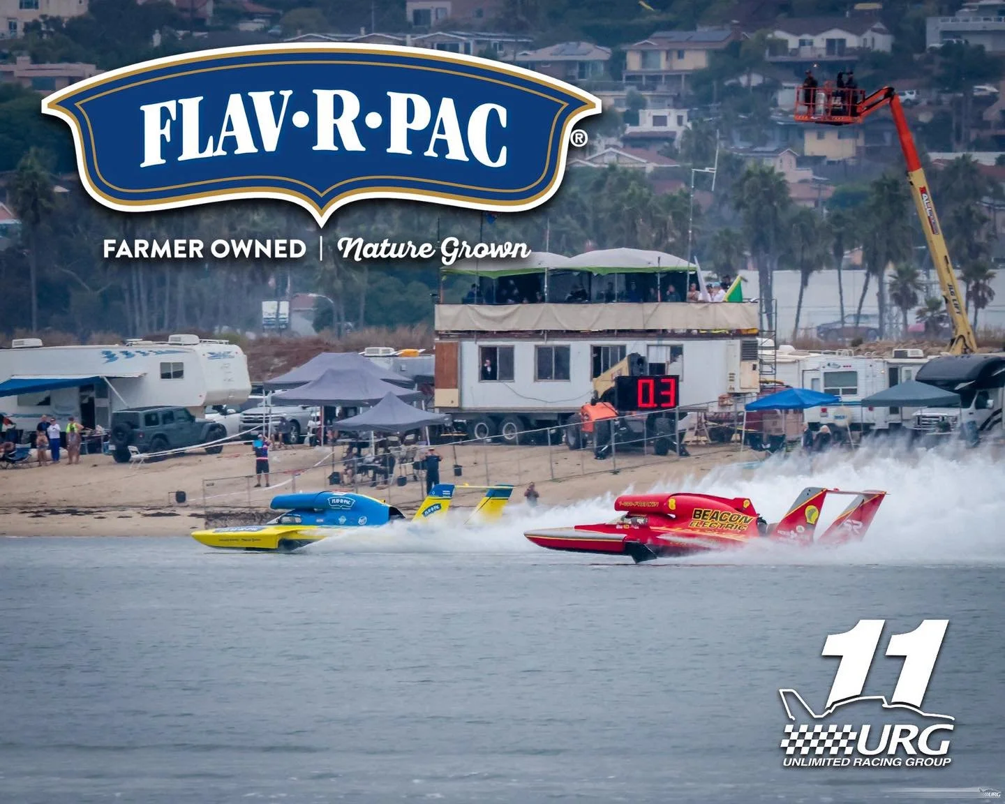 Driver Jamie Nilsen leads the field to the start line in the heat 1 re-run at San Diego BayFair this morning driving the U-11 Miss FLAV-R-PAC.
@sdbayfair | @h1_unlimited_hydroplanes