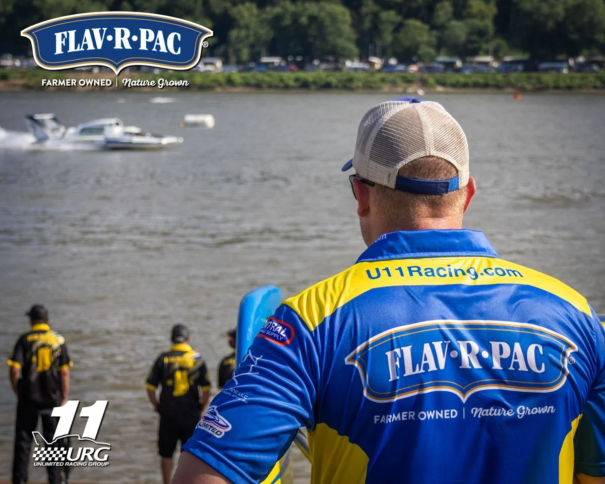U-11 Miss FLAV-R-PAC driver Jamie Nilsen watches the competition from the back of the boat.
@h1_unlimited_hydroplanes | @madison.regatta 
#flavrpac #hydroplane #boatracing #porpeller #turbine #speed #speedboat