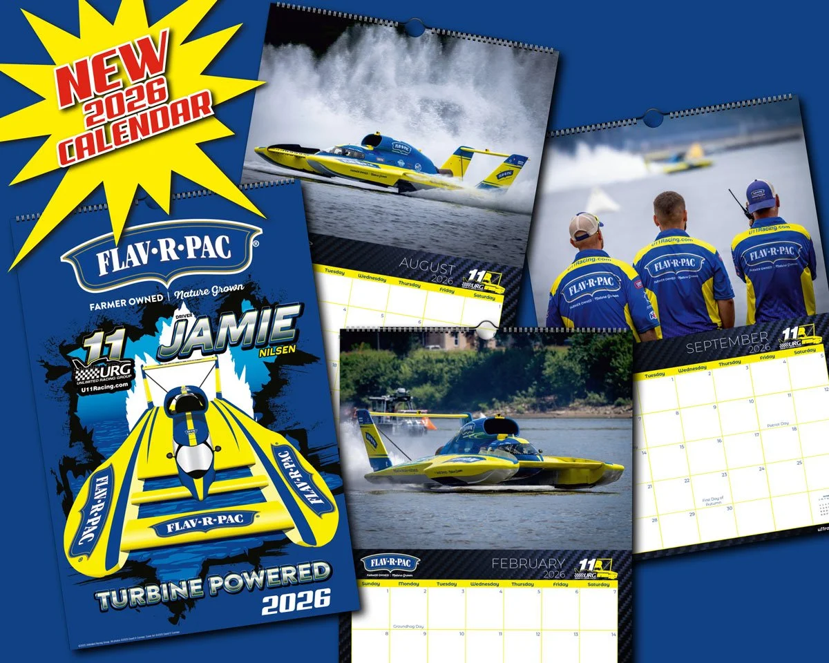 The U-11 URG Miss FLAV-R-PAC 2026 Calendar is here. To celebrate we are having a Cyber Monday Sale, 15% off everything with code "URG15"! We have added a new pin set, shirts, hoodies, and stickers. Check it all out at u11racing.com, link in