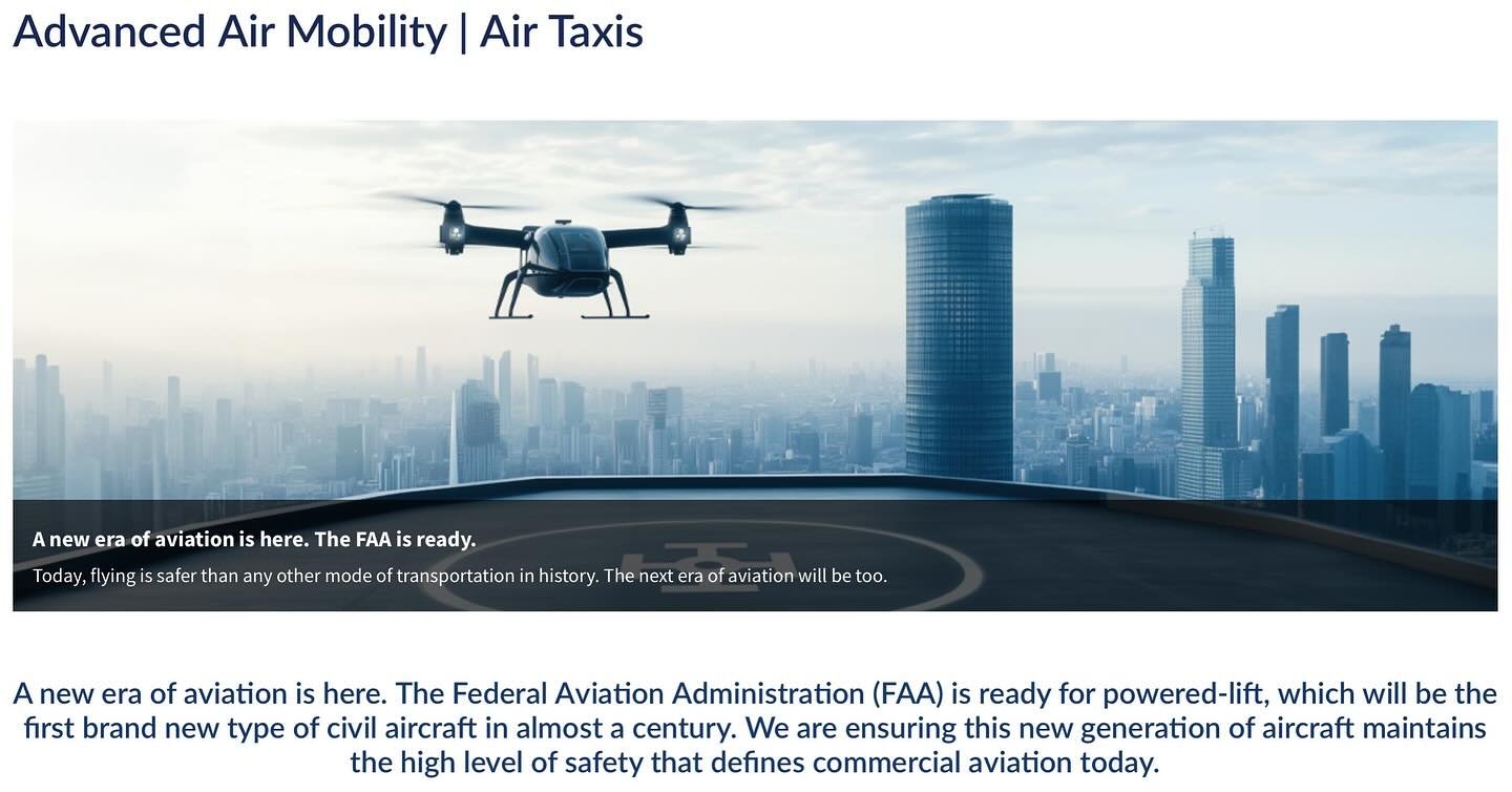 From the @faa FAASTeam:
FAA Completes Framework for Air Taxis
The FAA is ready for powered lift, the first completely new category of civil aircraft since helicopters were introduced in the 1940s. Powered lift operations include air taxis, cargo deli