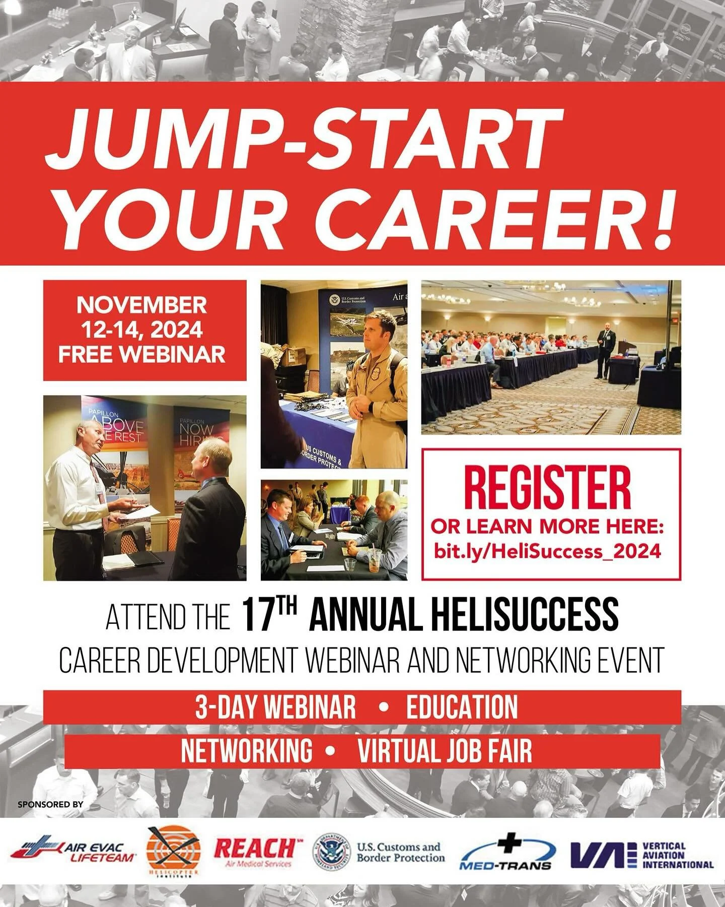 FREE ONLINE WEBINAR AND JOB FAIR! 
Hey Helicopter pilots, did you know that if you&rsquo;re interested in flying sectors like Flight Training, Pipeline Patrol, Tours, AG, Offshore Oil, Law Enforcement, Firefighting, Air Ambulance, or Utility -and- if