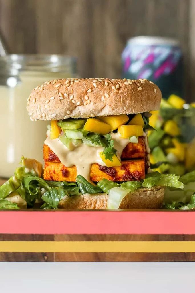 RED CURRY TOFU SANDWICHES WITH MANGO SALSA
