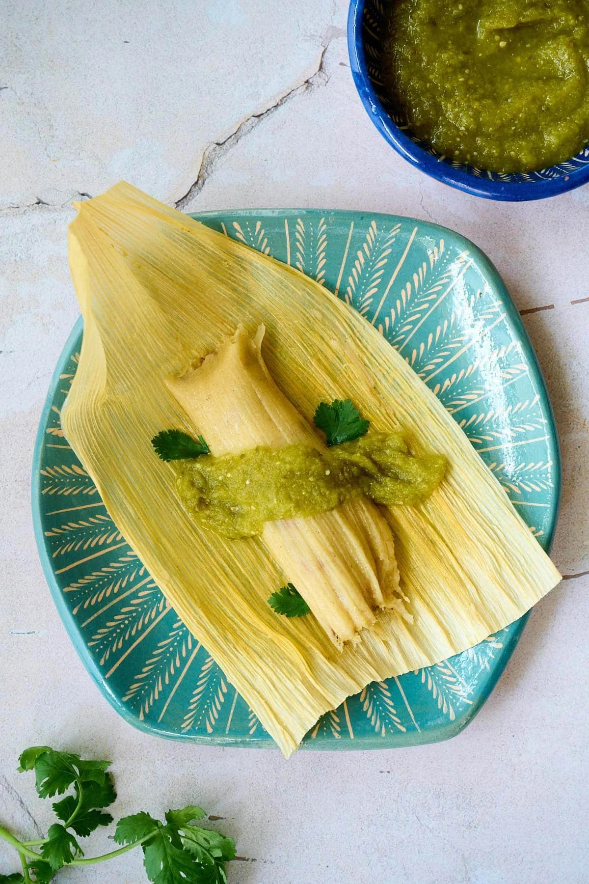 VEGAN TAMALES VERDES WITH BEANS AND MUSHROOMS