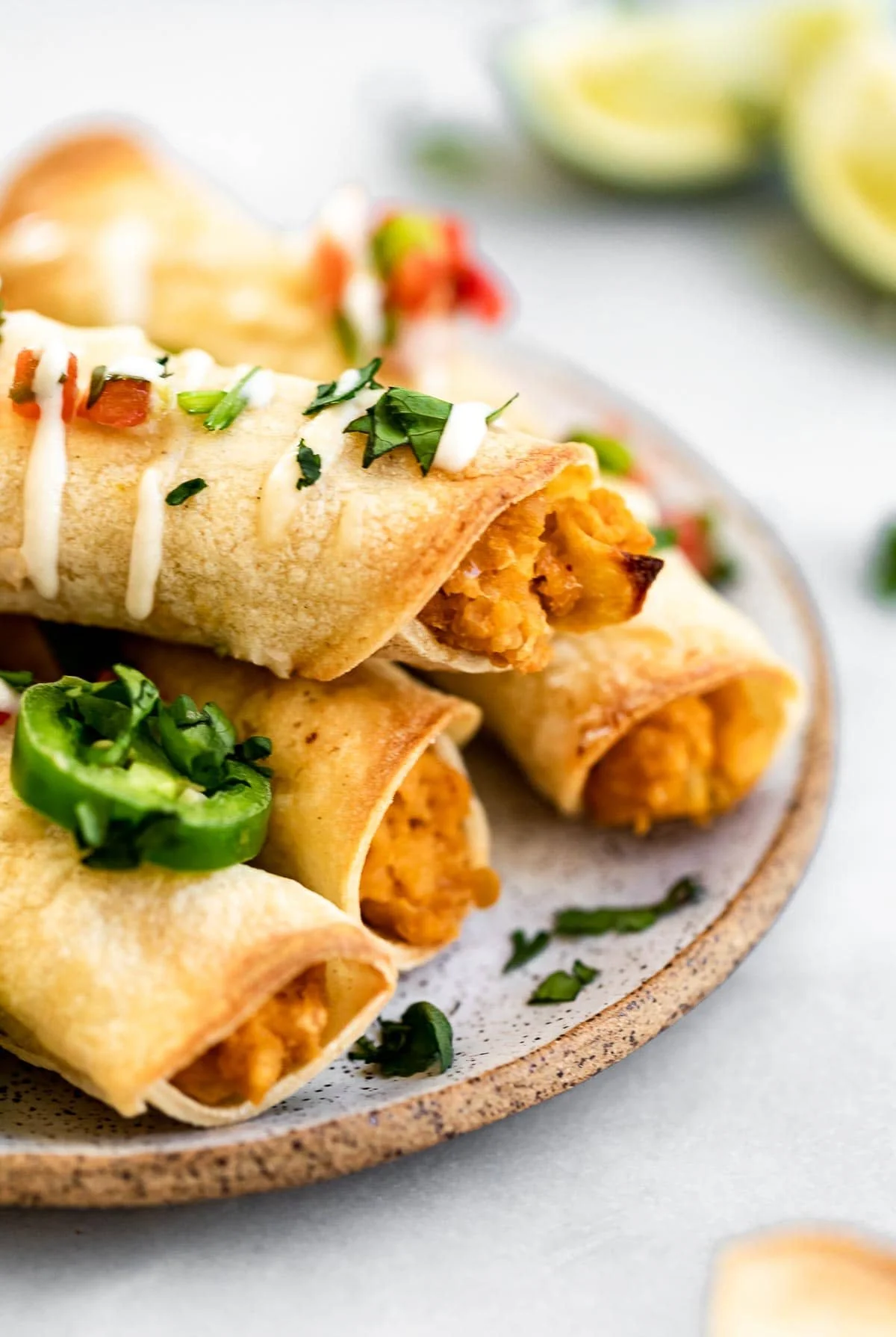 VEGAN BUFFALO CHICKPEA TAQUITOS