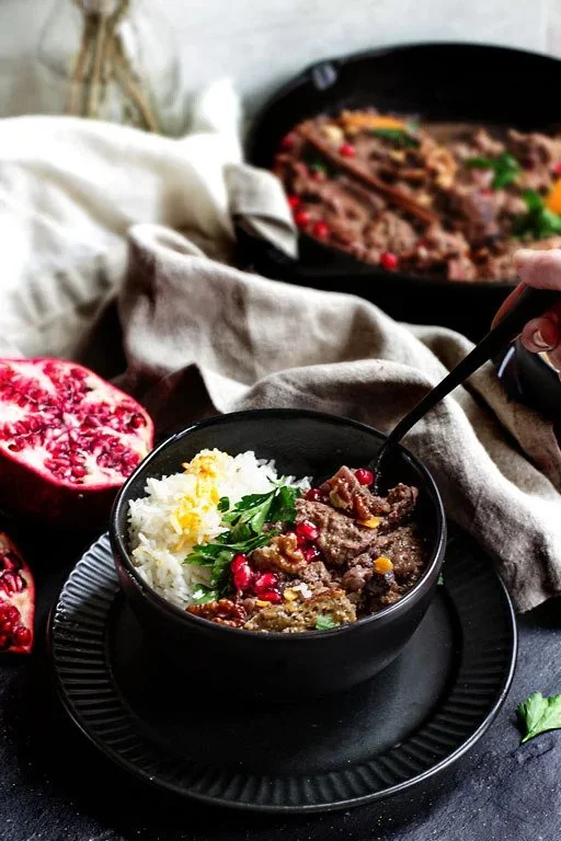 VEGAN POMEGRANATE WALNUT STEW (FESENJAN)