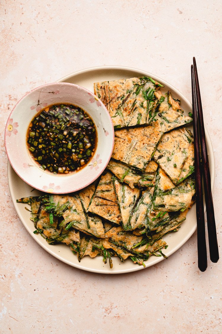 RED LENTIL AND CHIVE PANCAKES