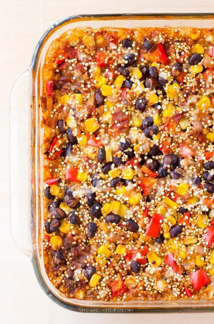 CHEESY MEXICAN BLACK BEAN QUINOA CASSEROLE