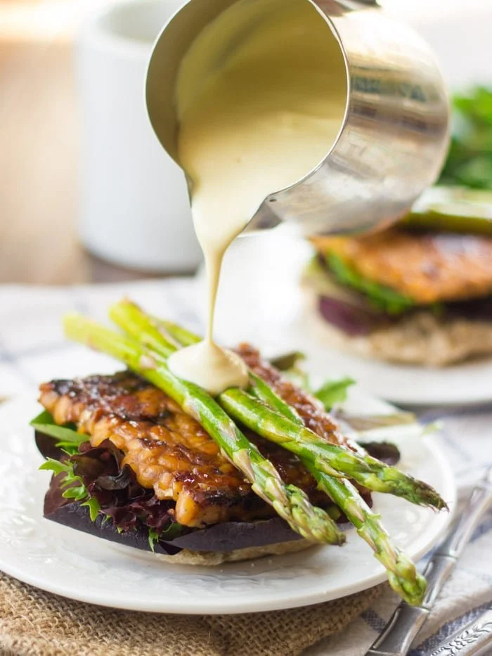 TEMPEH BENEDICT WITH VEGAN HOLLANDAISE SAUCE