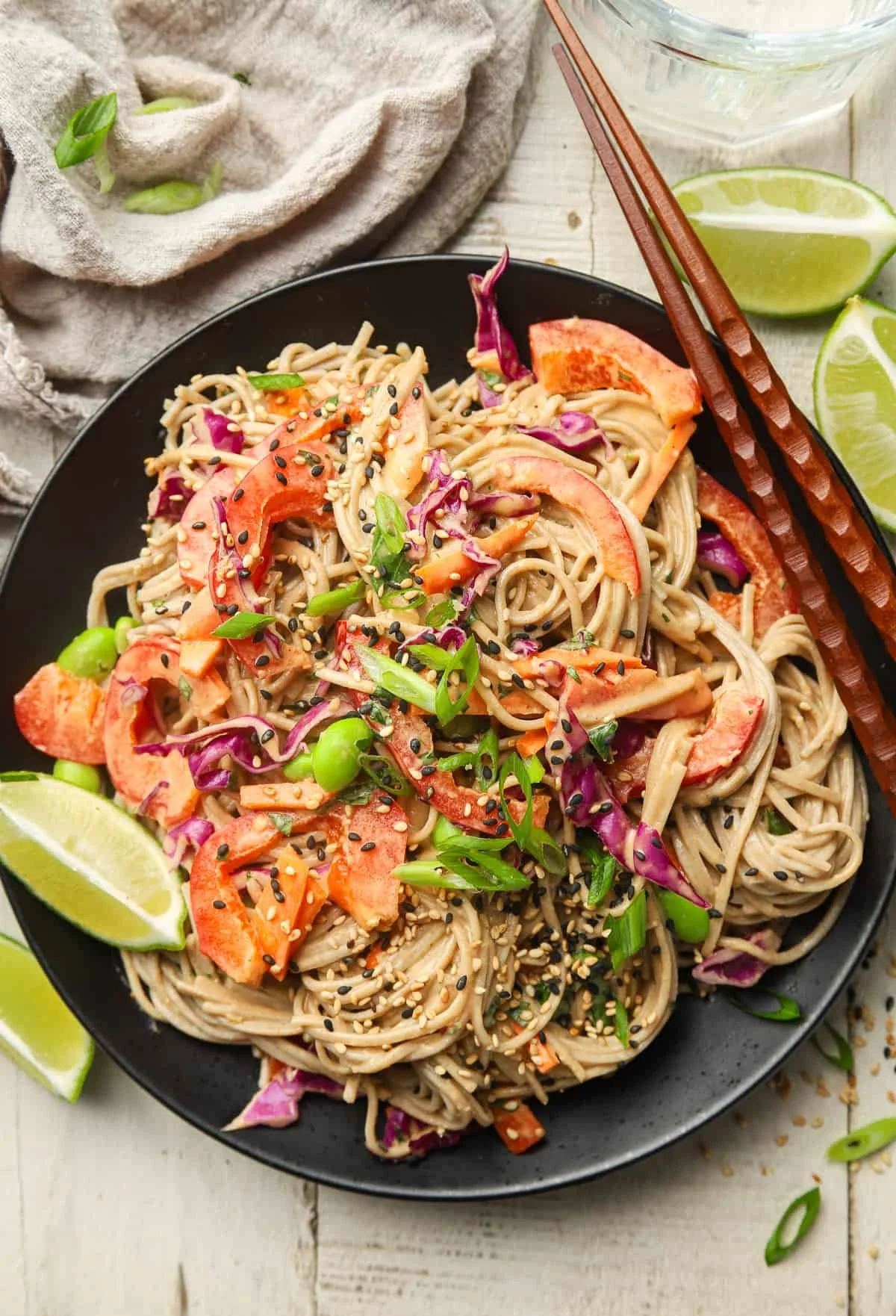 VEGAN SOBA NOODLE SALAD WITH PEANUT DRESSING