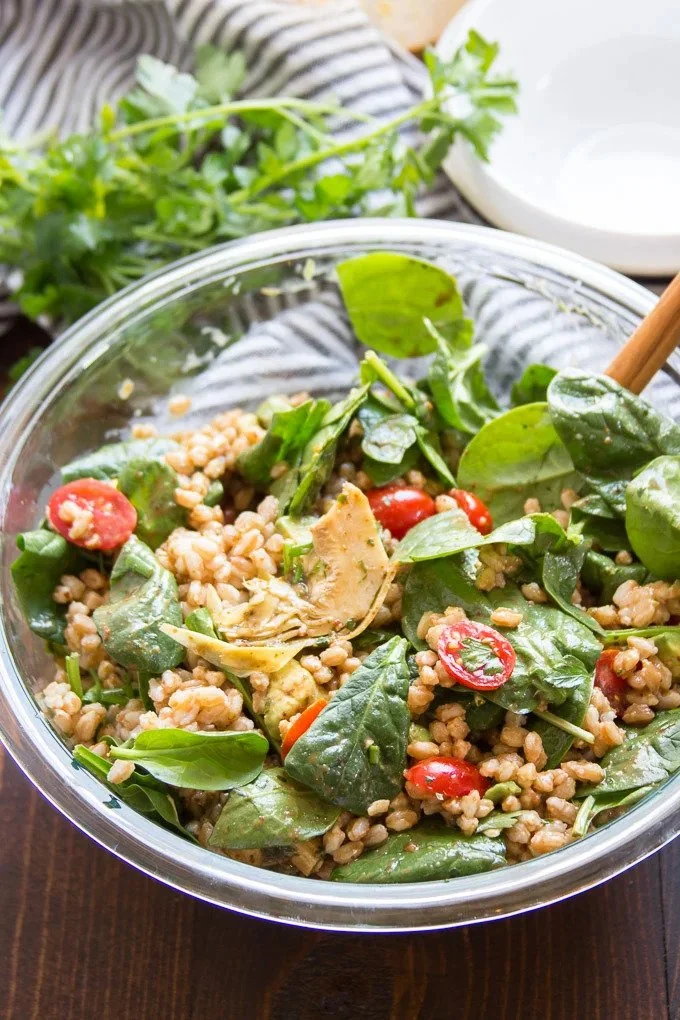 FARRO SALAD WITH HERBED BALSAMIC VINAIGRETTE