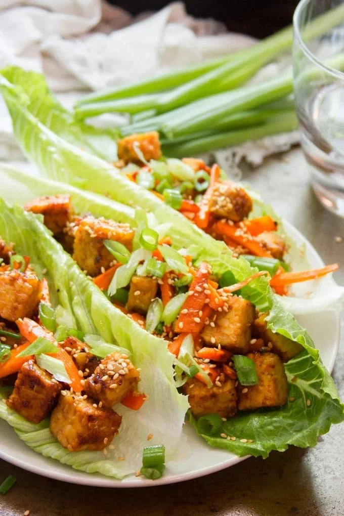 GINGER SESAME TEMPEH VEGAN LETTUCE WRAPS