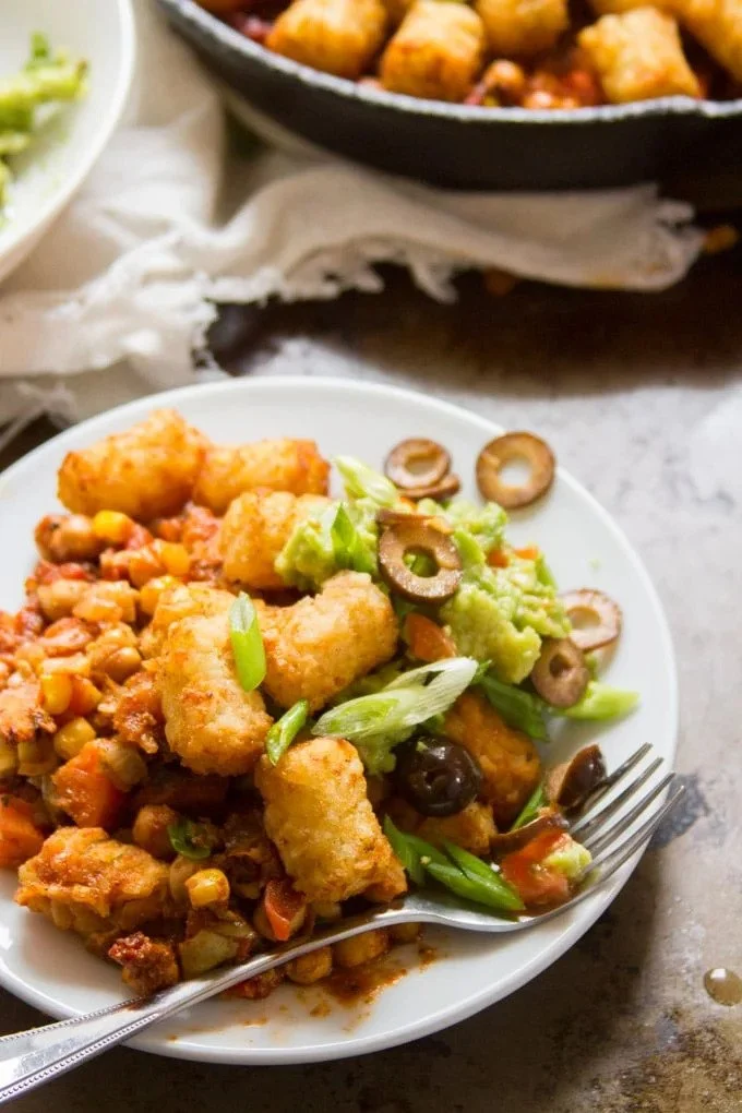 TEX-MEX CHICKPEA TATER TOT CASSEROLE