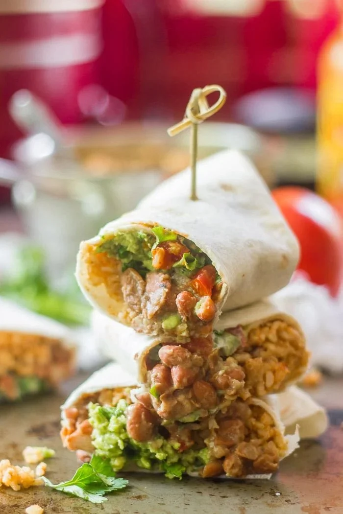 VEGAN SEVEN LAYER BURRITOS