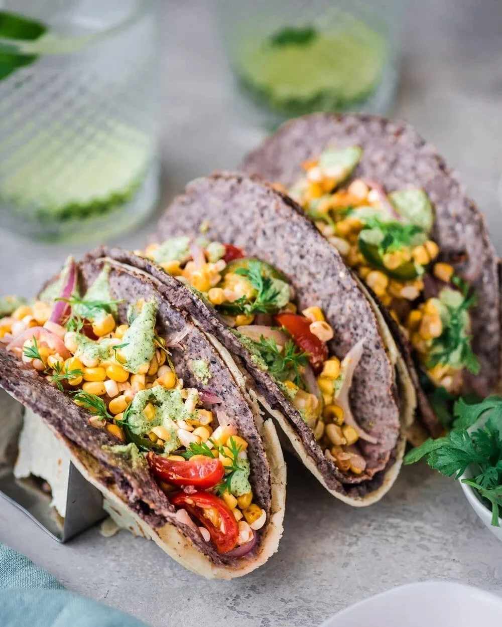 DOUBLE DECKER BLACK BEAN &amp; CORN SALAD TACOS