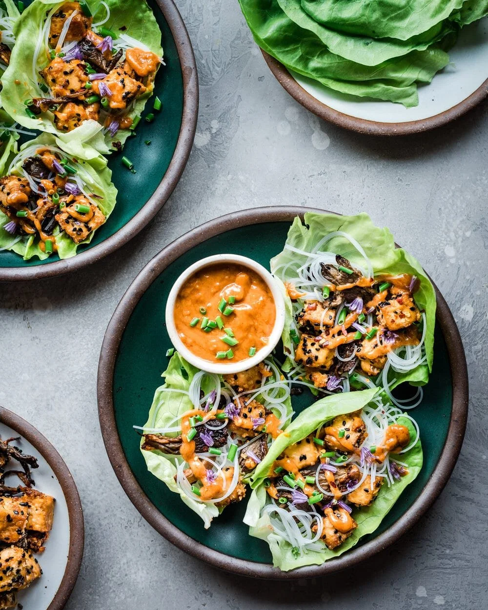 CRISPY SESAME TOFU AND MUSHROOM LETTUCE WRAPS
