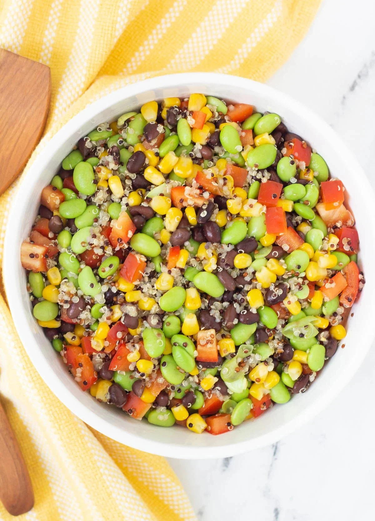 EDAMAME SALAD WITH BLACK BEANS AND QUINOA