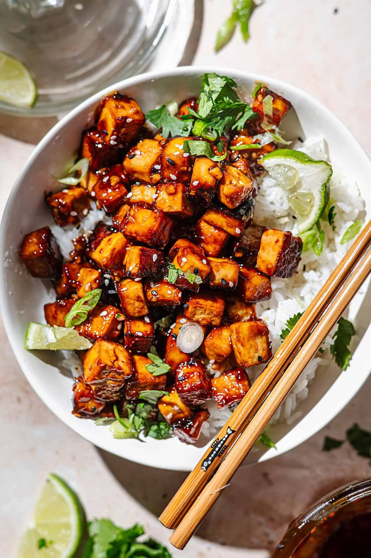 PAN-FRIED GARLIC TOFU WITH STICKY SOY LIME SAUCE