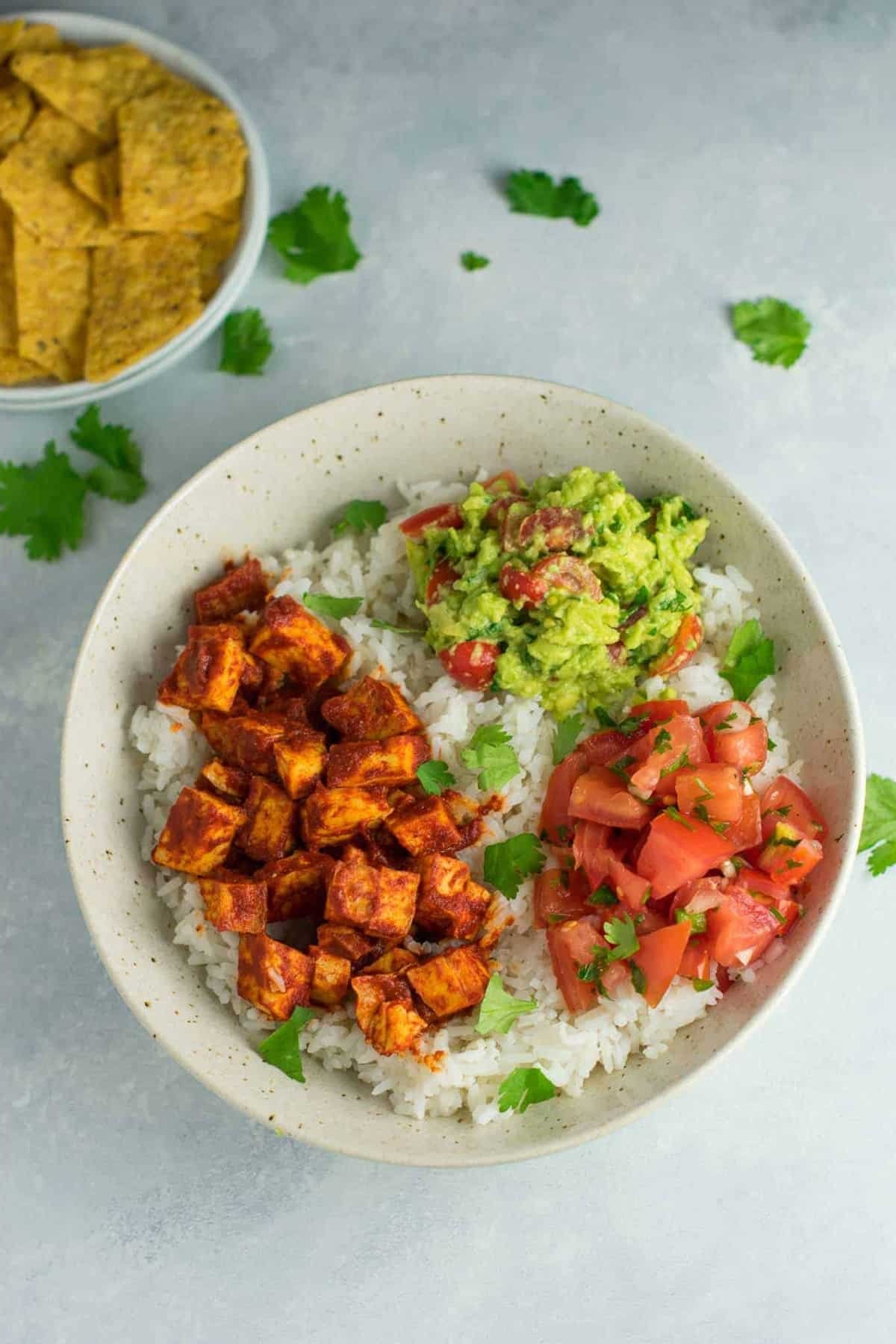 EASY ENCHILADA TOFU BURRITO BOWL