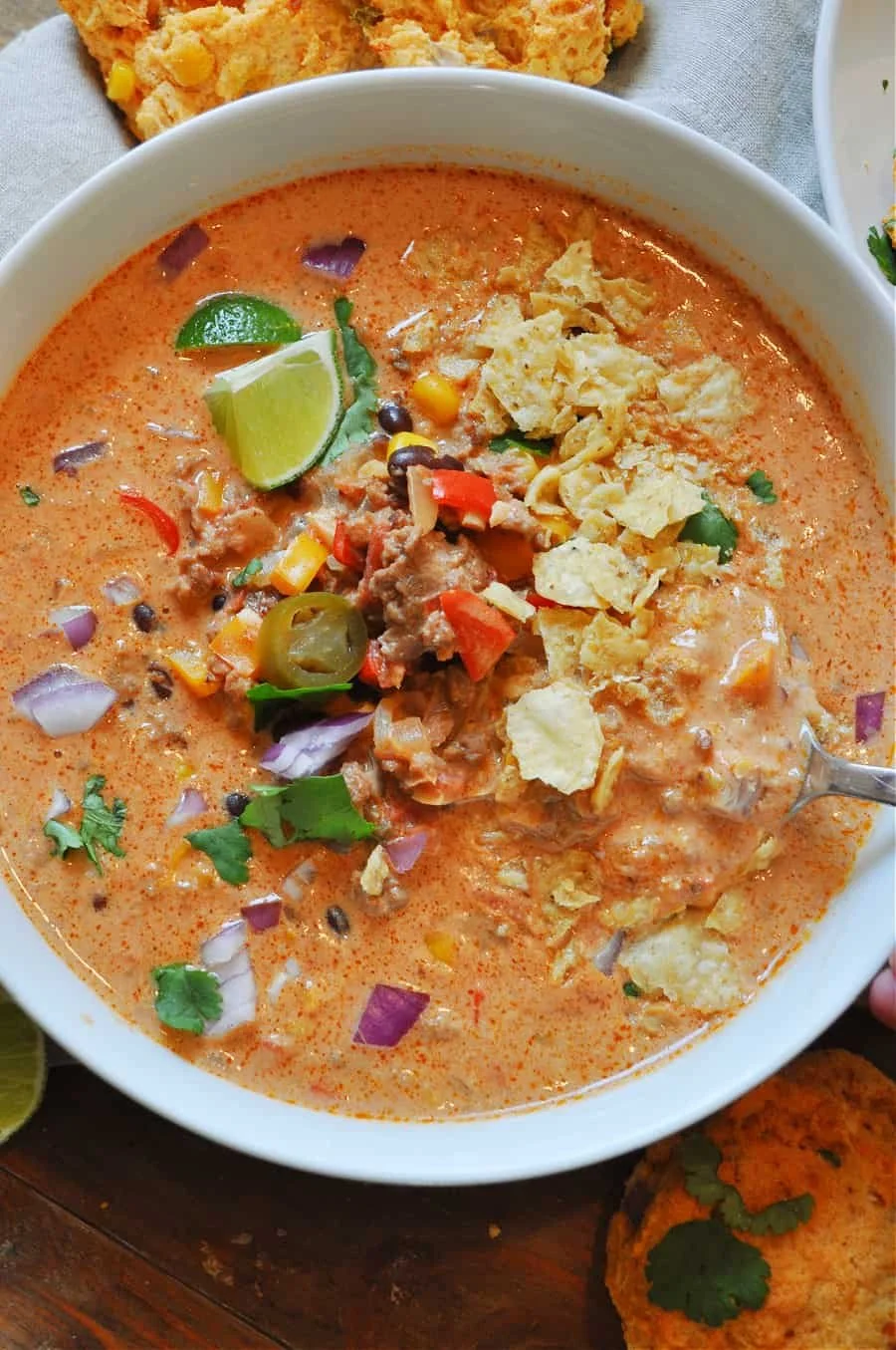 ONE POT VEGAN CREAMY ‘BEEF’ TACO SOUP