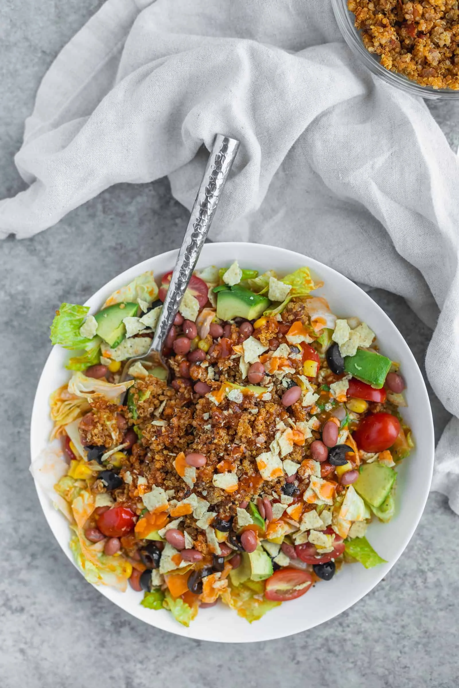 VEGAN TACO SALAD WITH QUINOA TACO MEAT