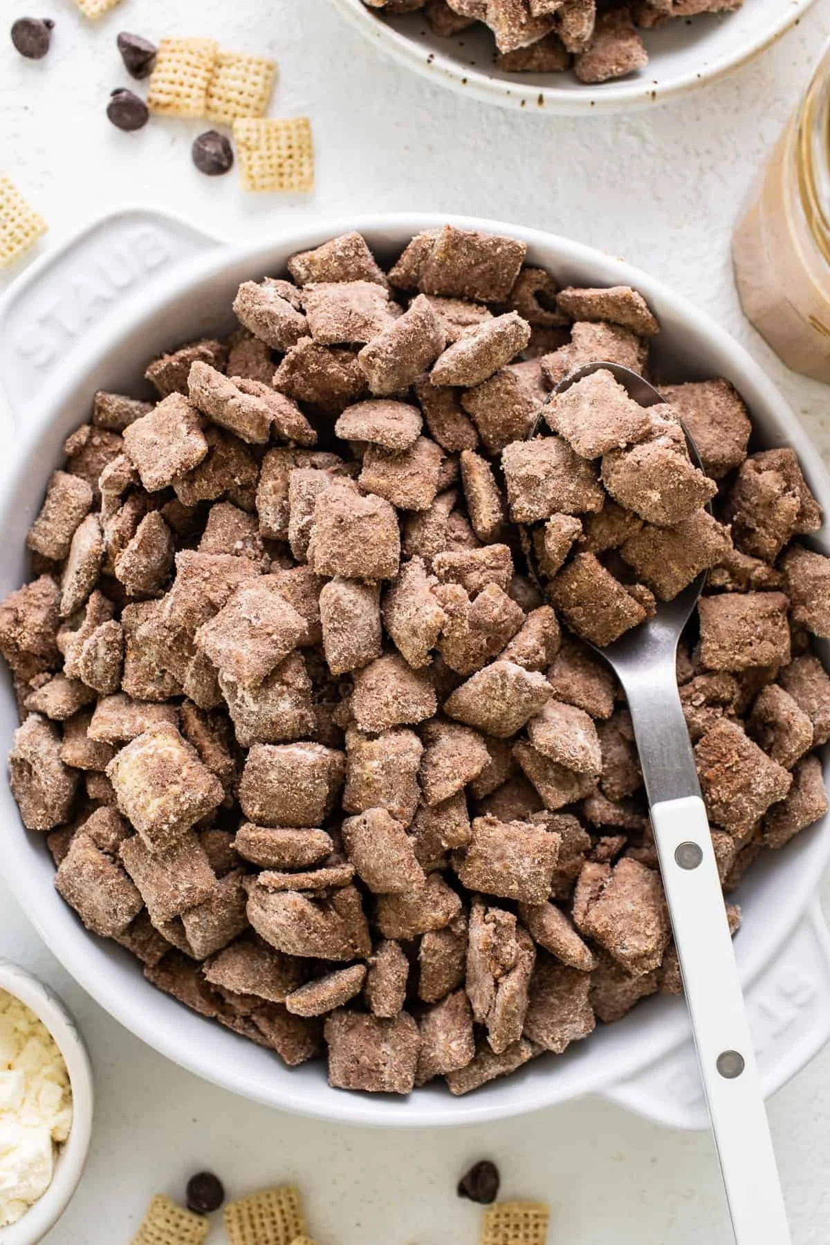 A bowl of vegan protein puppy chow