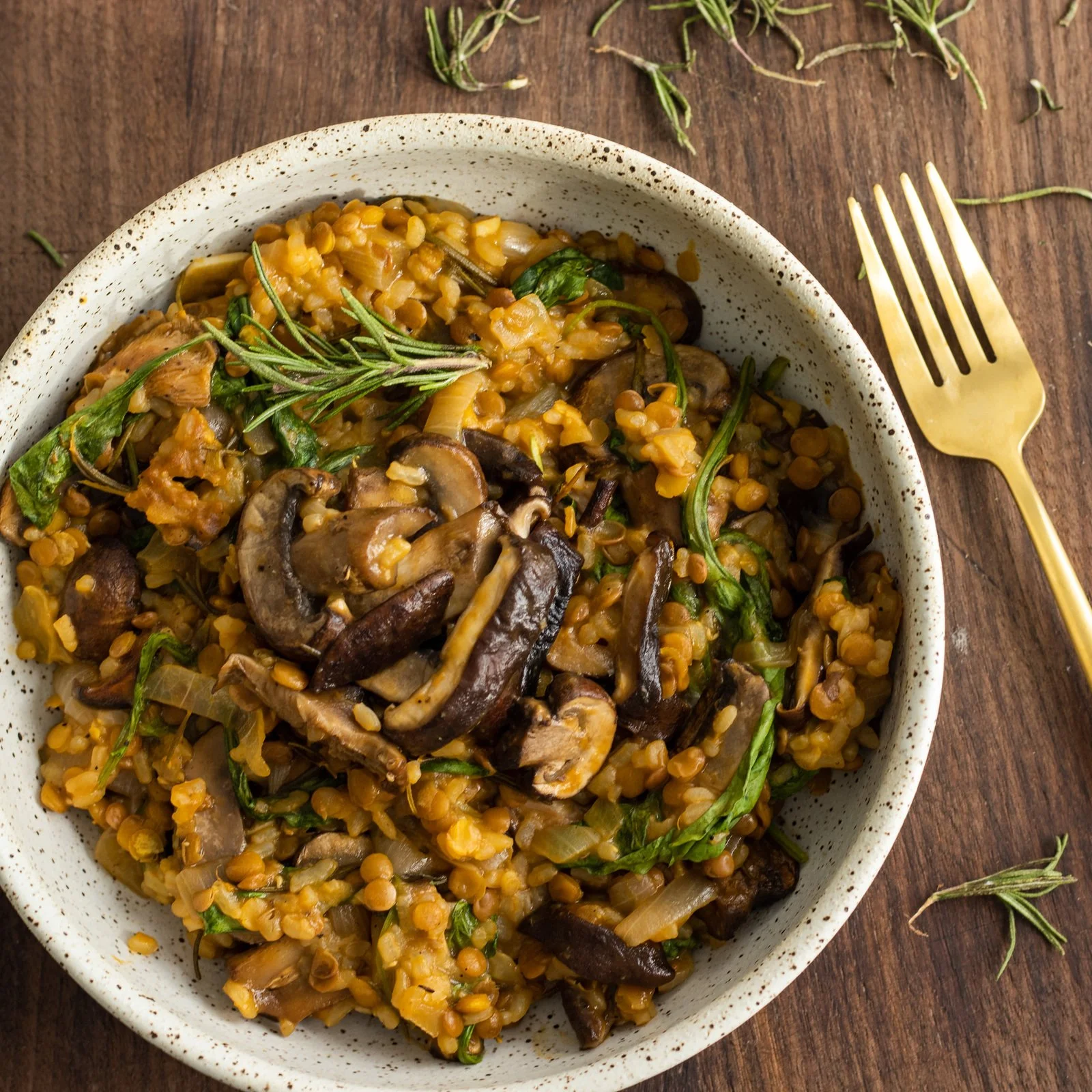 VEGAN HIGH PROTEIN MUSHROOM LENTIL RISOTTO