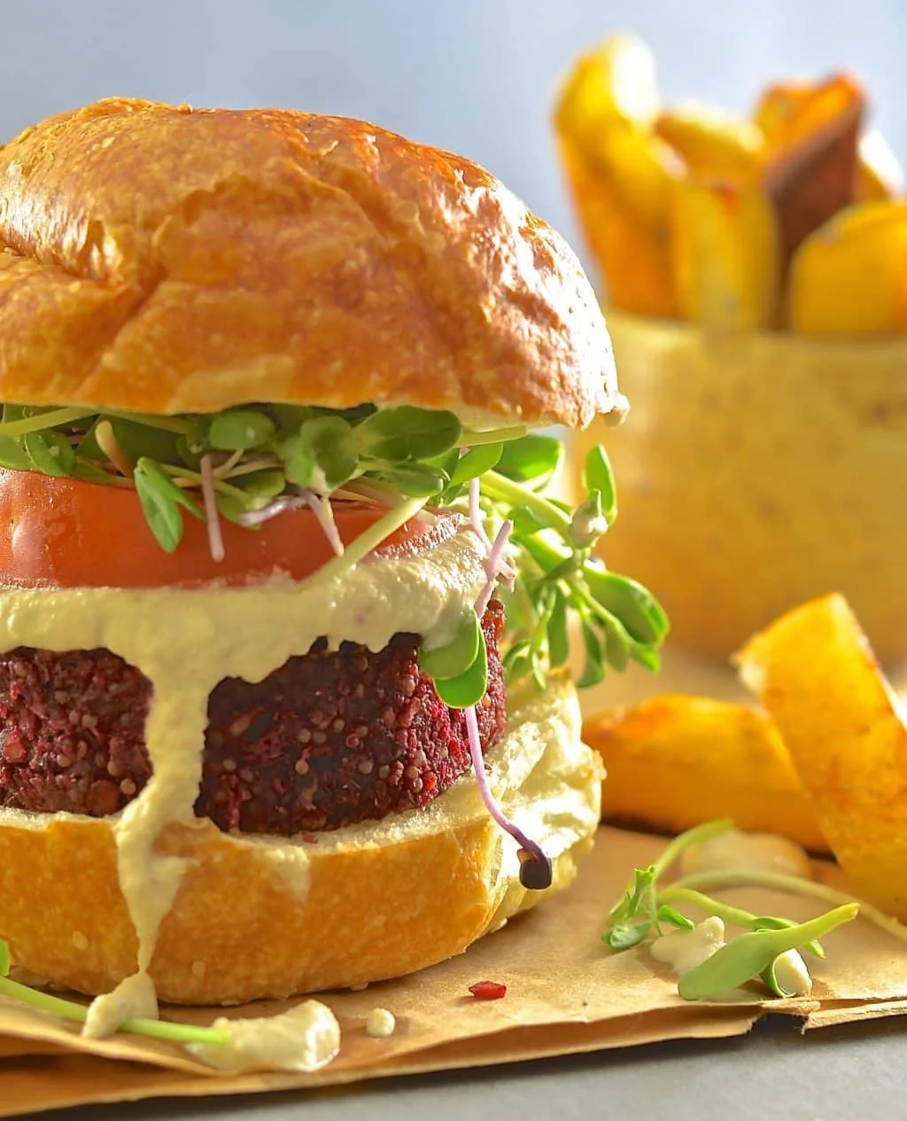 BEET LENTIL QUINOA BURGERS