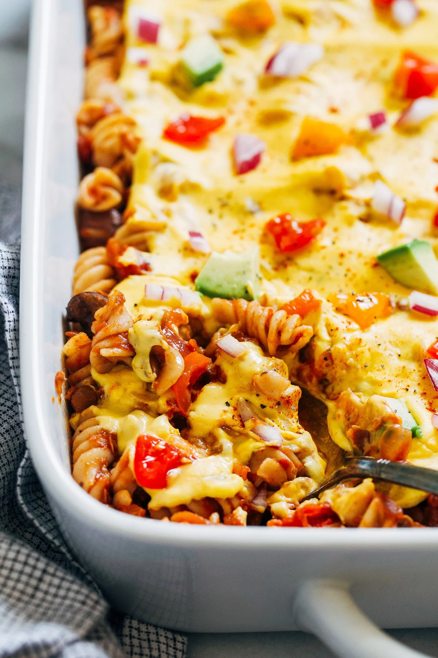 ‘CHEESY’ LENTIL CHILI CASSEROLE