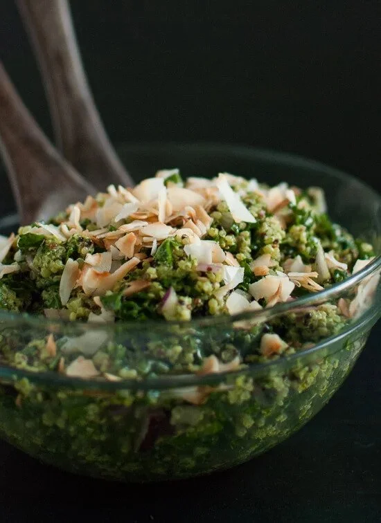 COCONUT QUINOA AND KALE WITH TROPICAL PESTO