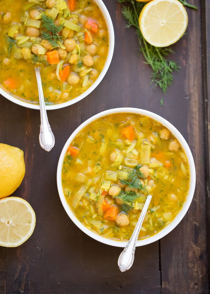LEMON CHICKPEA ORZO SOUP