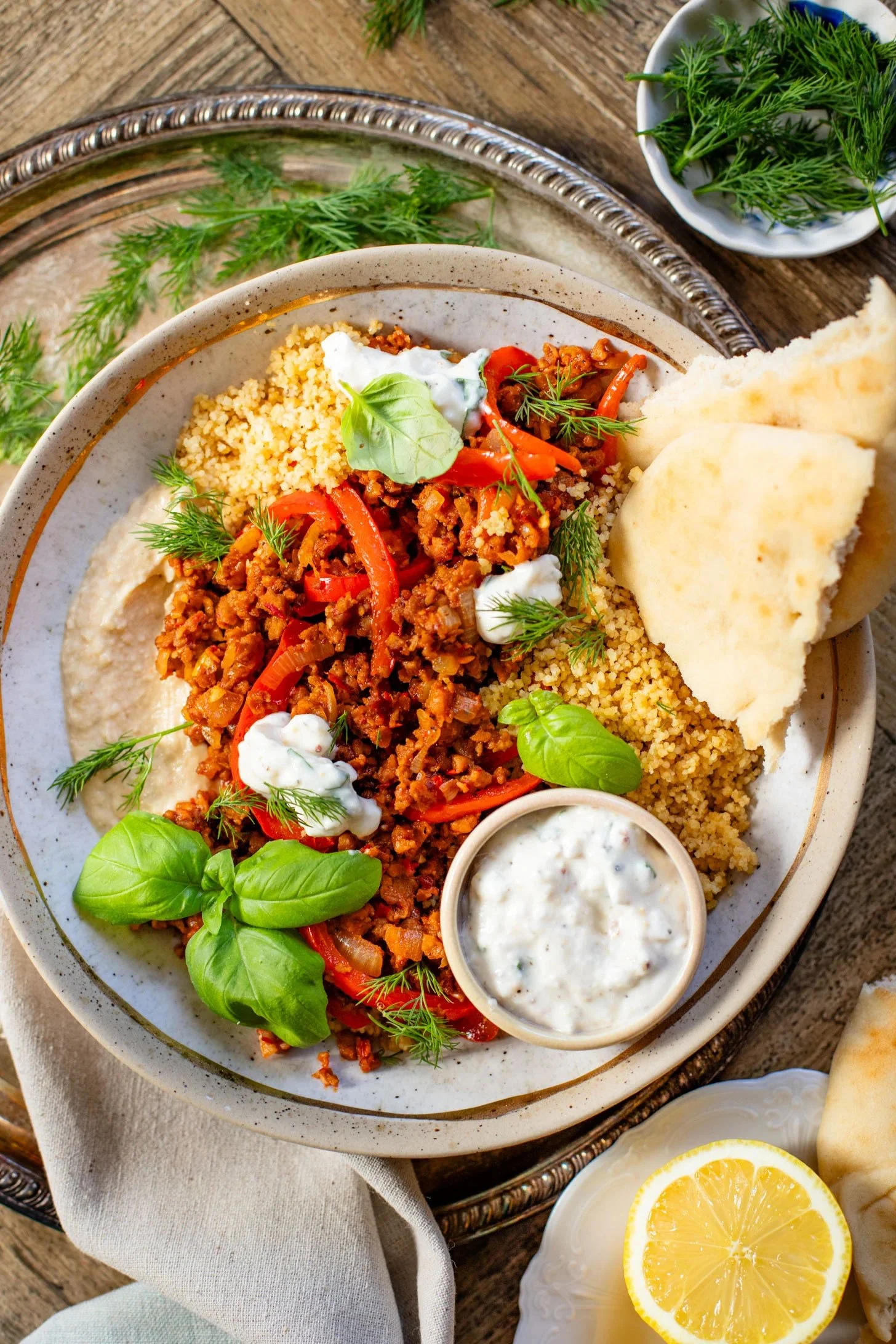 VEGAN HARISSA BEEF COUSCOUS BOWLS