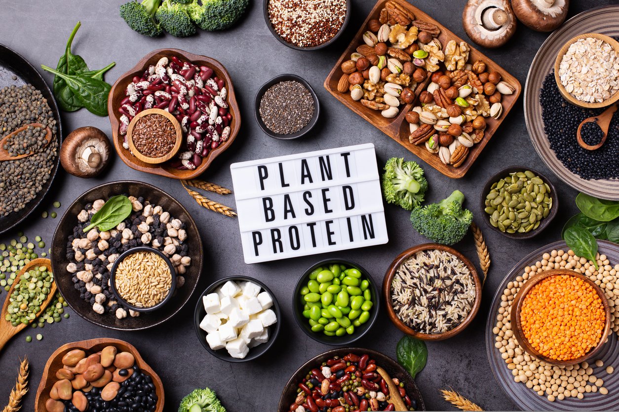 A variety of Plant Based Proteins in bowls