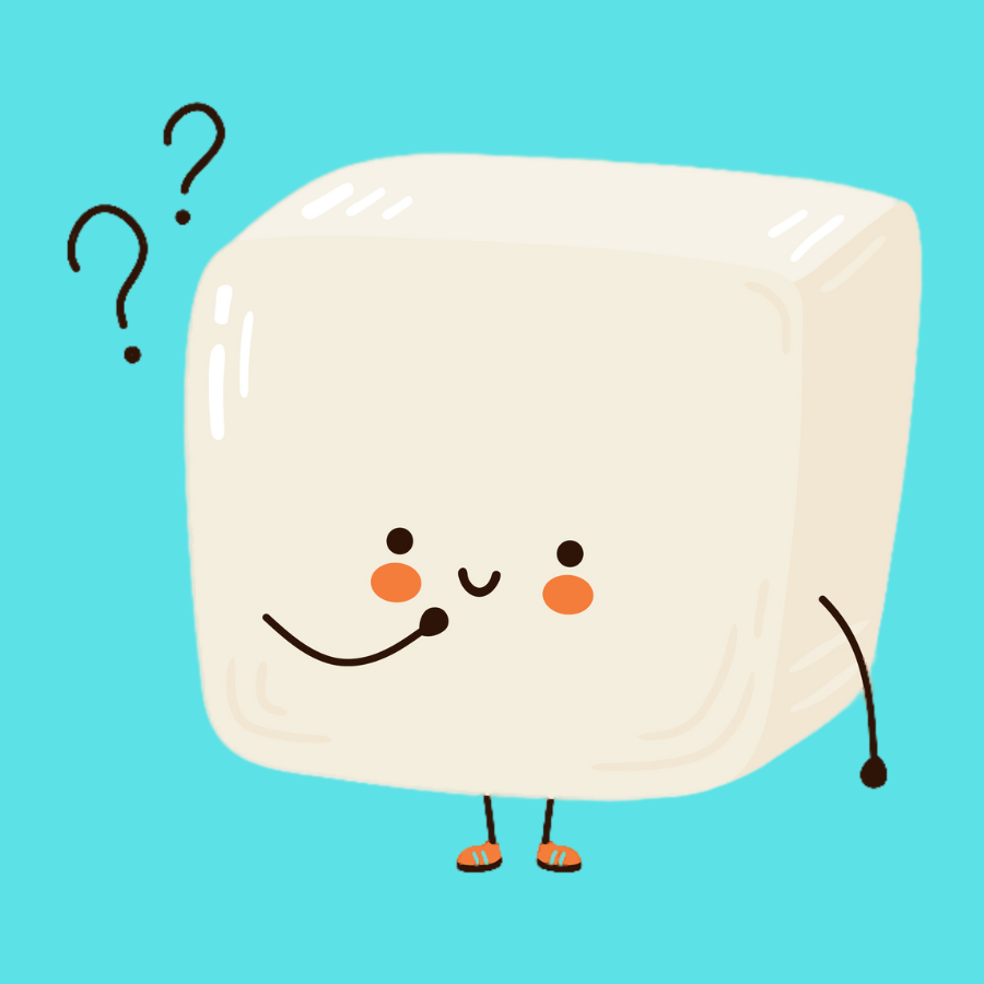 Cartoon Tofu  with a Question