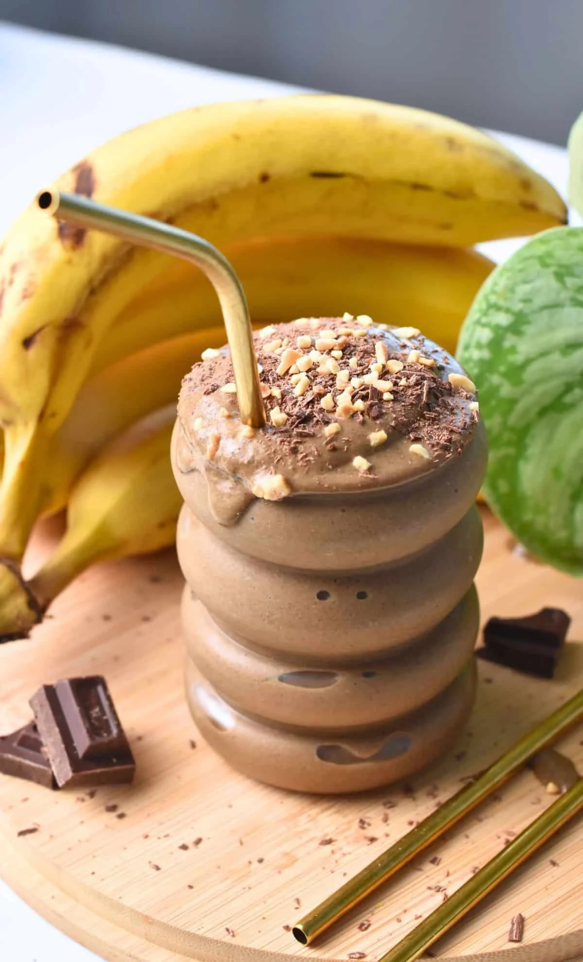 CHOCOLATE PEANUT BUTTER BANANA PROTEIN SMOOTHIE (NO POWDER)