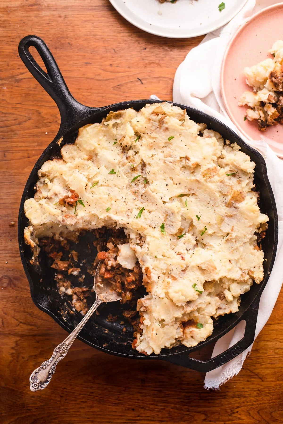 LENTIL CASSEROLE WITH MASHED POTATOES