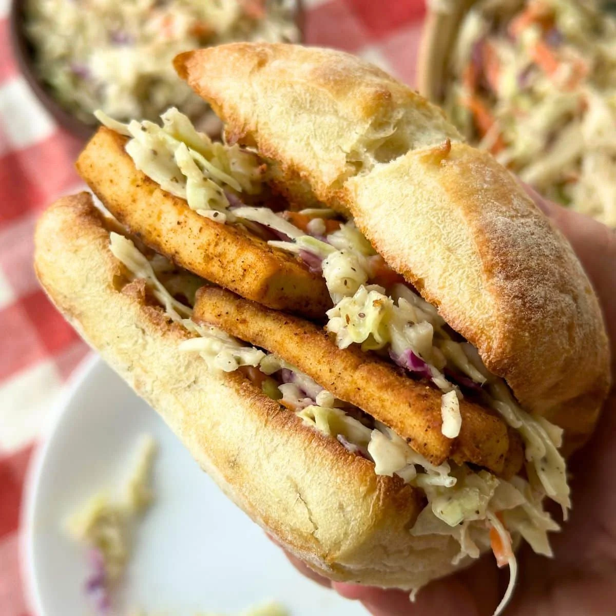 BLACKENED TOFU AND COLESLAW SANDWICHES