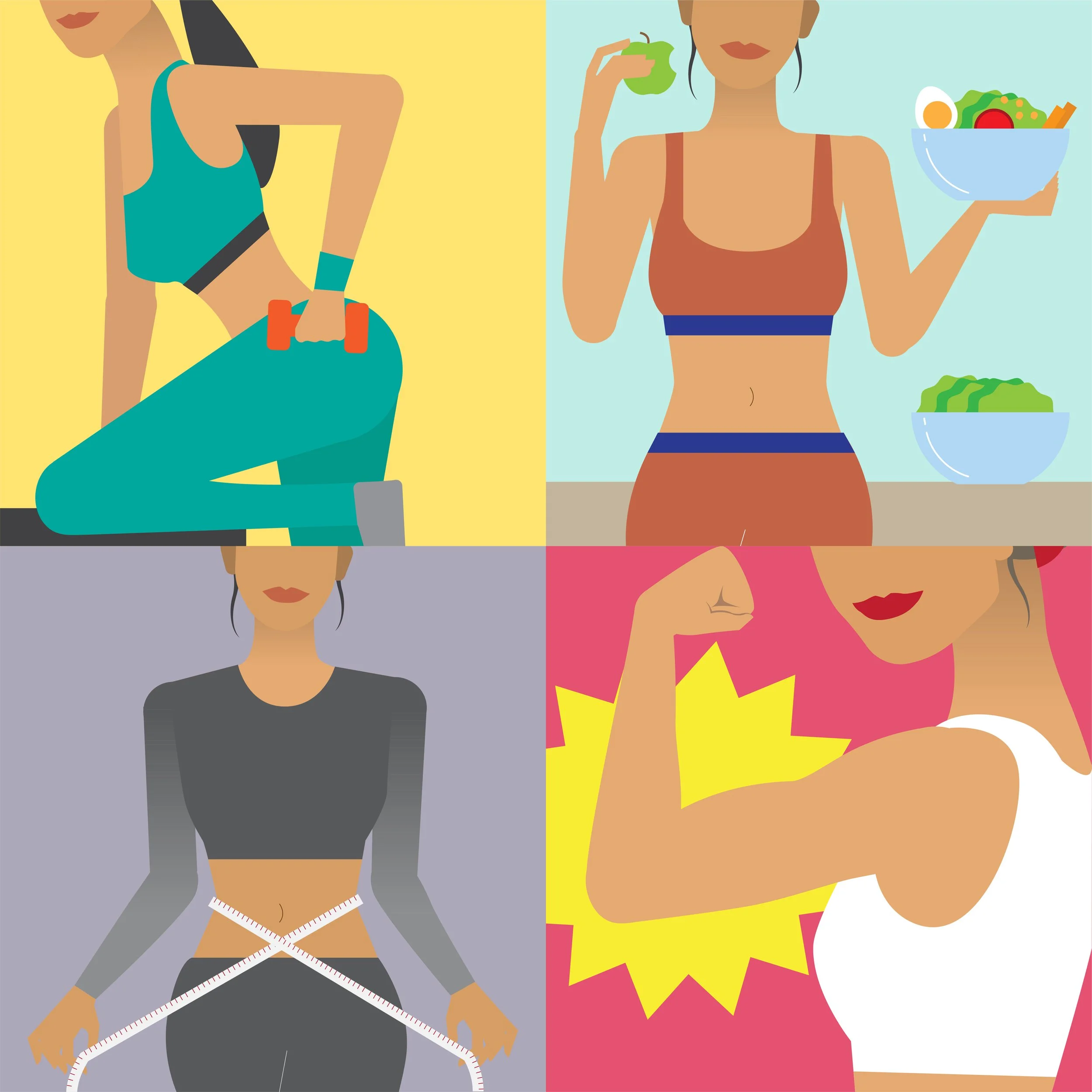 health and fitness quadrant of animated images