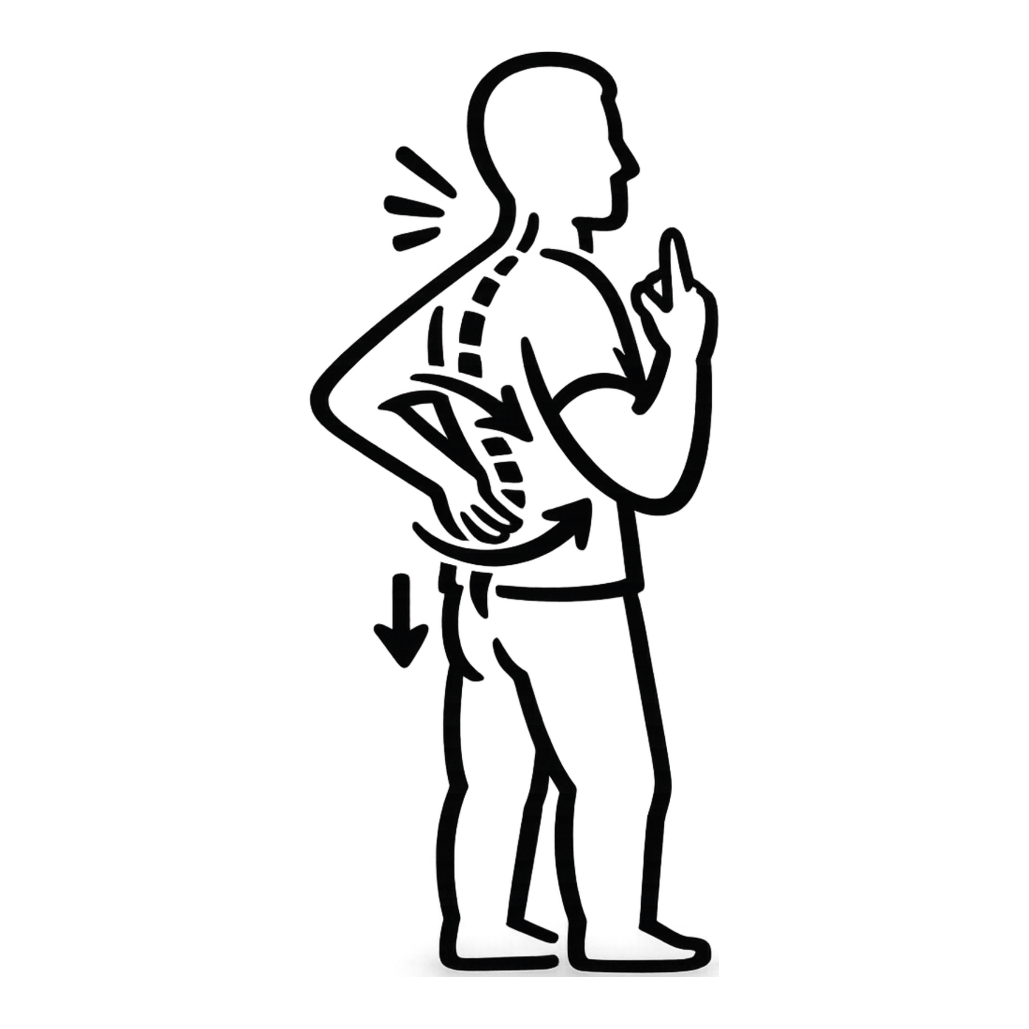 Line art of a standing figure representing posture and movement coaching at Stein Chiropractic in San Diego