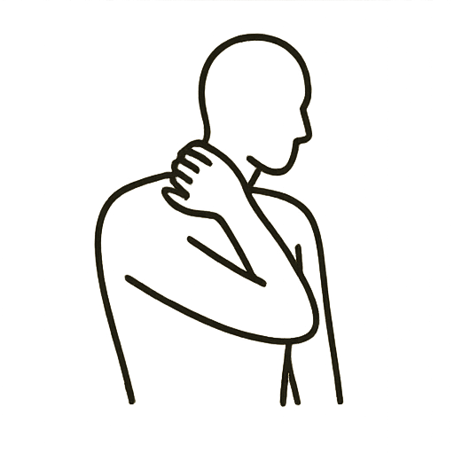 Line drawing of a person holding the side of their neck, representing a pinched nerve causing radiating discomfort.