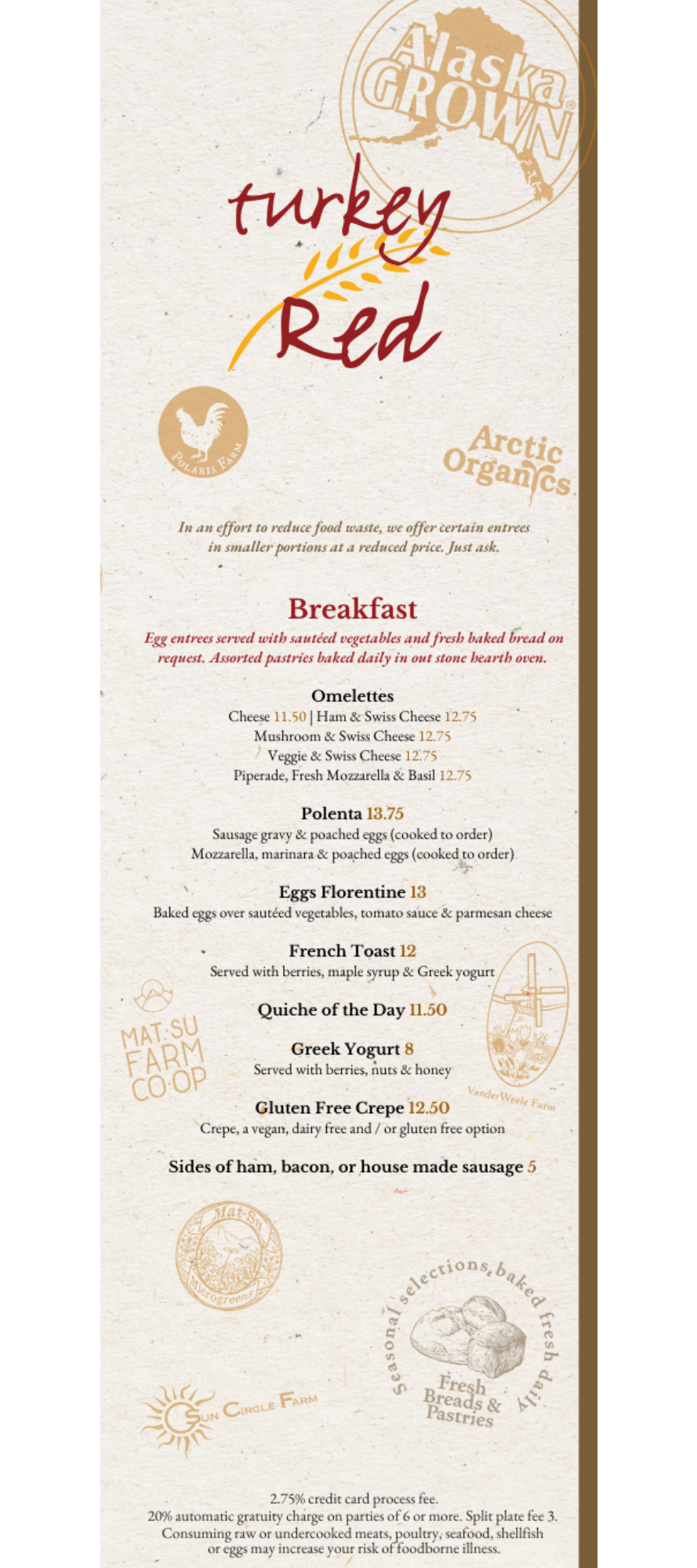 Turkeys R Us Menu Turkey Red Breakfast β Turkey Red