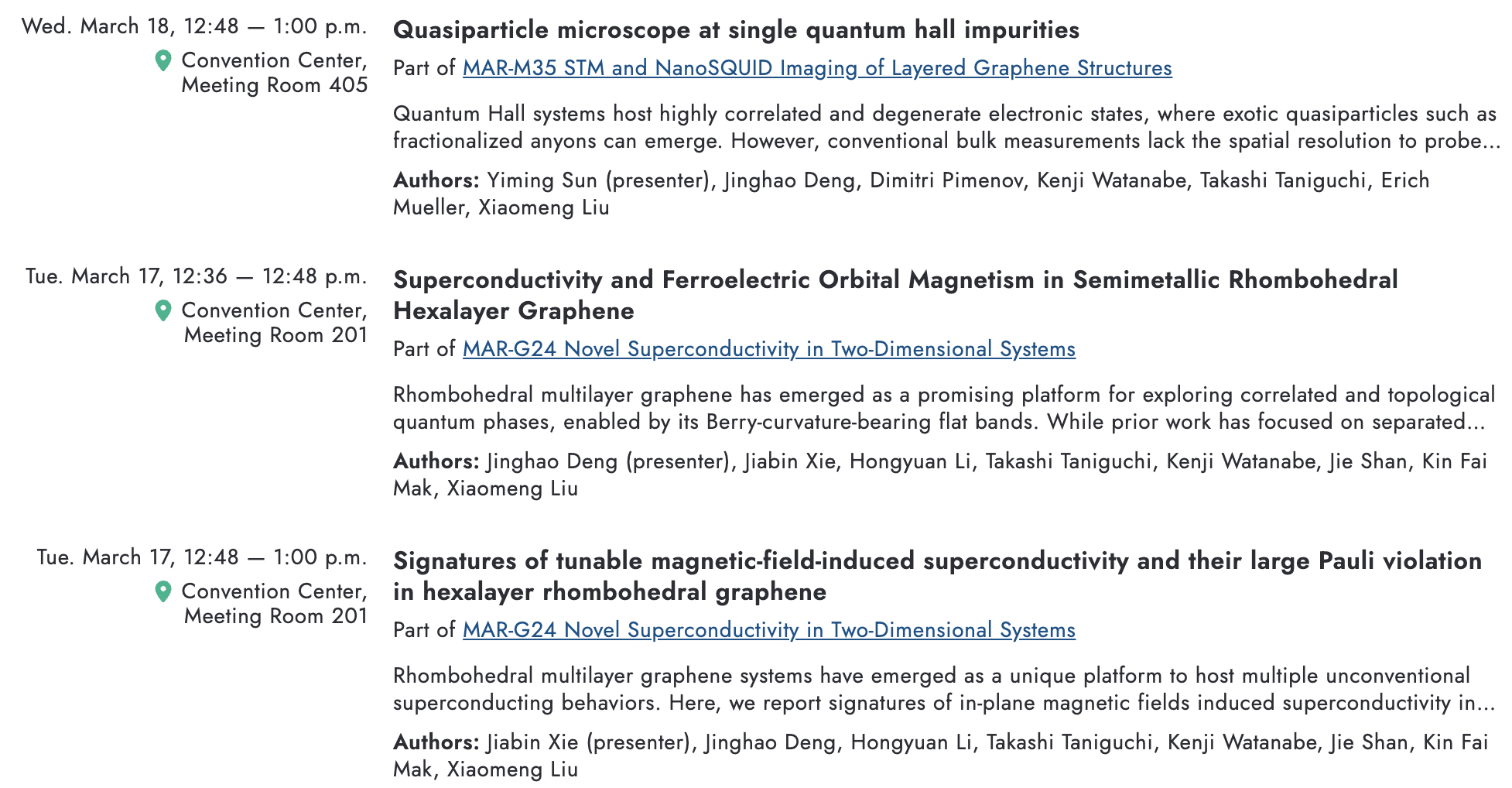 2026 APS global summit talks from our group.