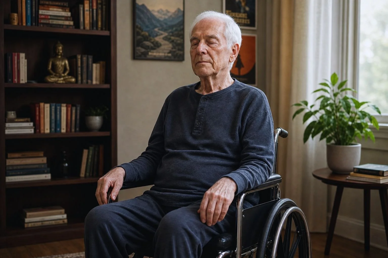 Chair meditation for elderly adults with limited mobility