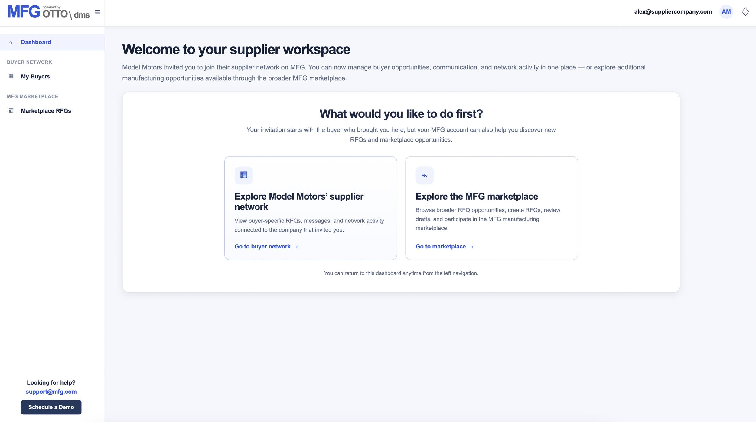 Supplier Network UX screen