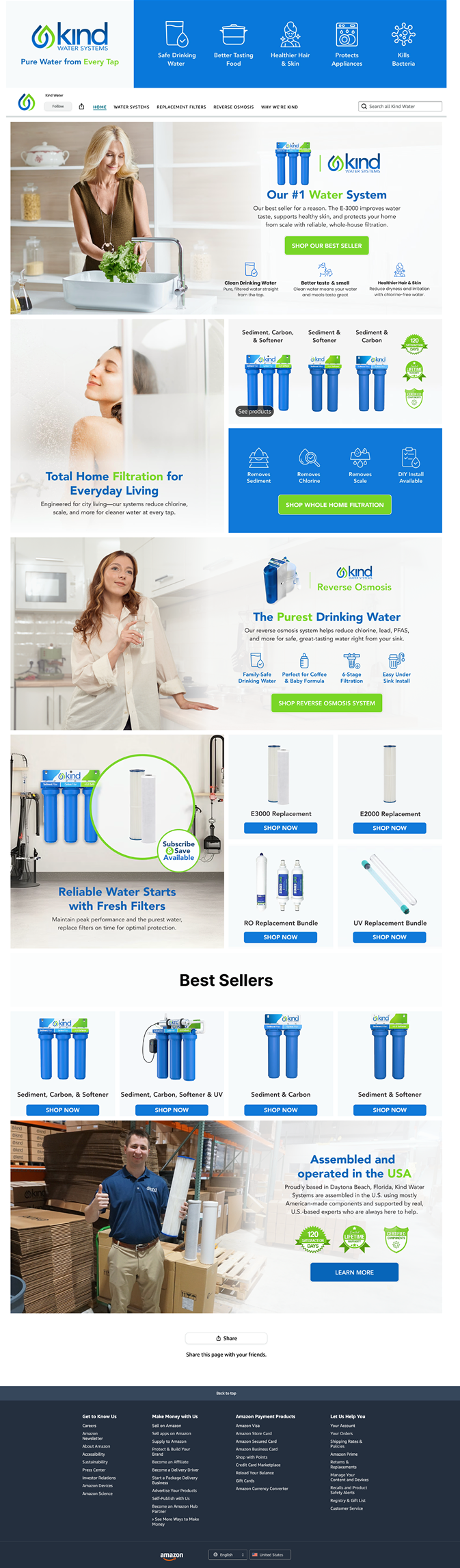Kind Water Amazon Storefront homepage