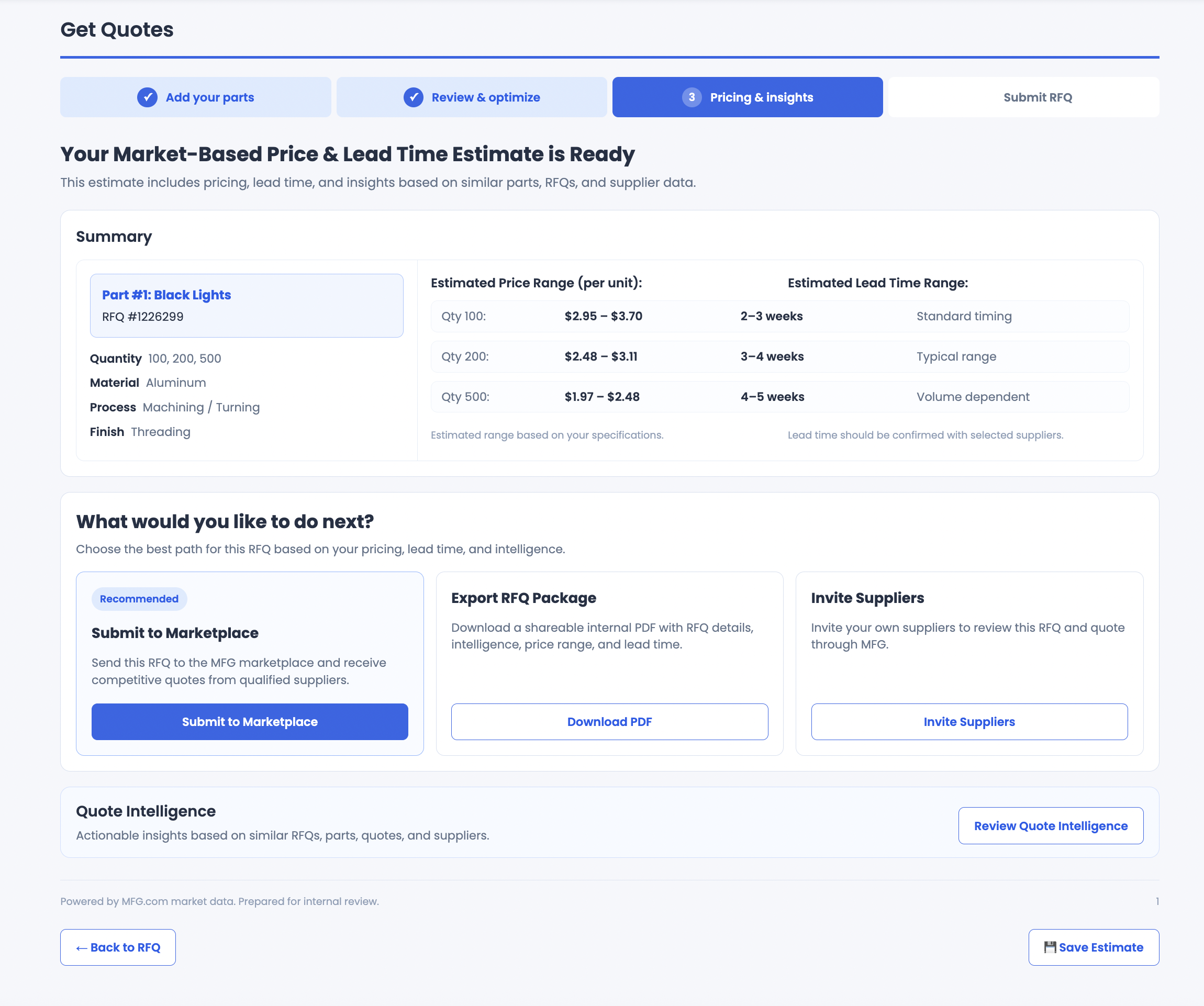 Buyer Commercial Offering UX screen
